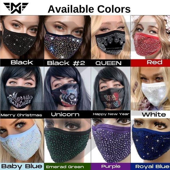 ⭐️NWT JLO Style, reusable Swarovski Crystal face mask - Picture 3 of 3